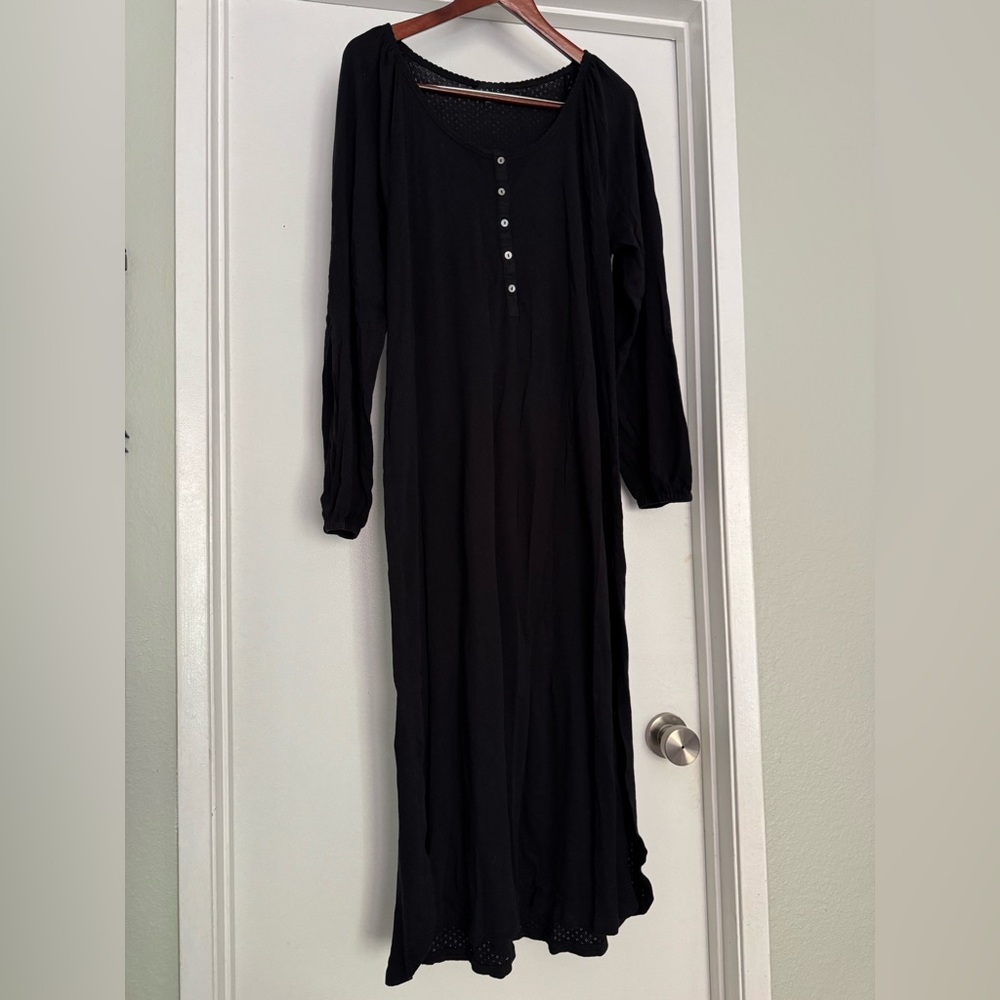 HATCH | Pointelle Nightgown in Black
